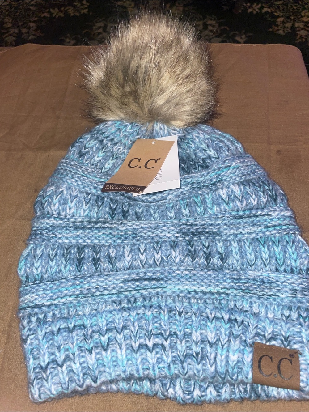C.C Kids Blue Mix Knit Pom Beanie (NWT)
